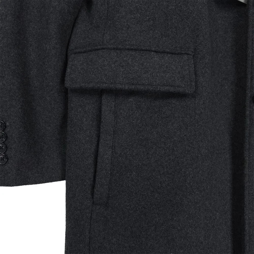 Michael Kors Mens Slim Fit Overcoat 46R Charcoal Grey Solid Stretch Wool Blend